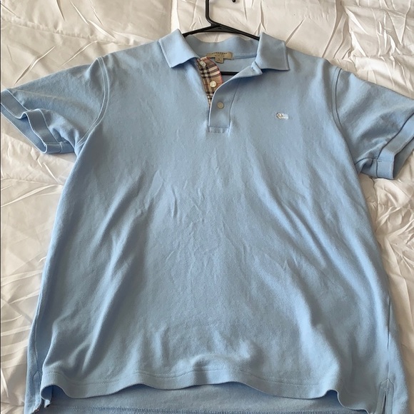 light blue burberry polo